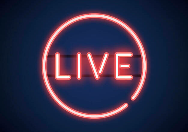 Red live neon sign vector